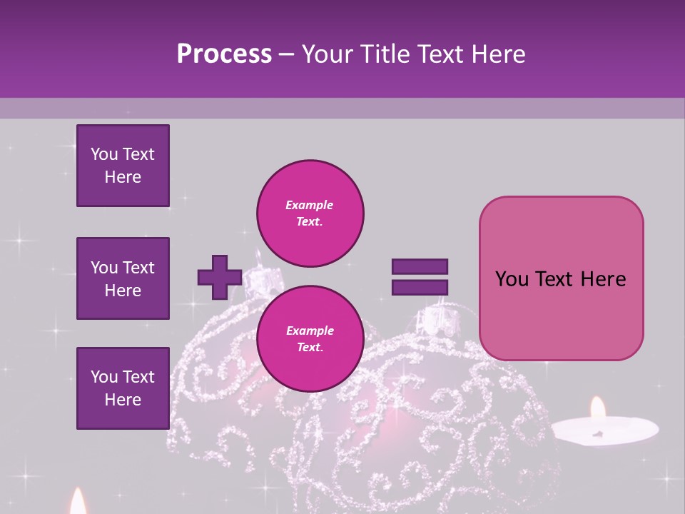 A Purple Christmas Ornament With Two Candles On A Purple Background PowerPoint Template