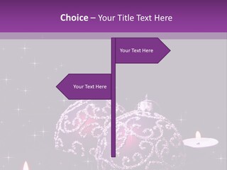 A Purple Christmas Ornament With Two Candles On A Purple Background PowerPoint Template