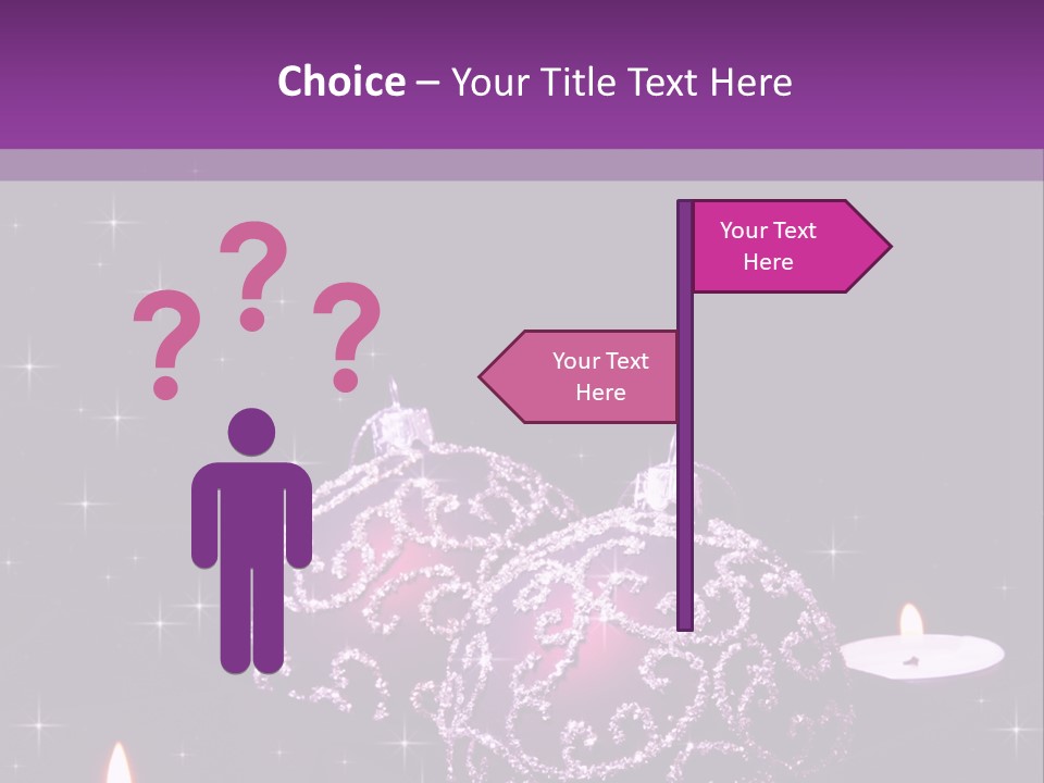 A Purple Christmas Ornament With Two Candles On A Purple Background PowerPoint Template