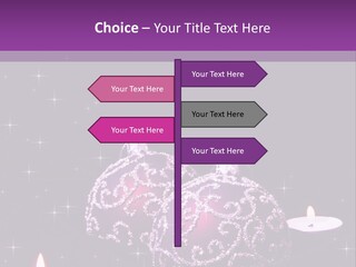 A Purple Christmas Ornament With Two Candles On A Purple Background PowerPoint Template