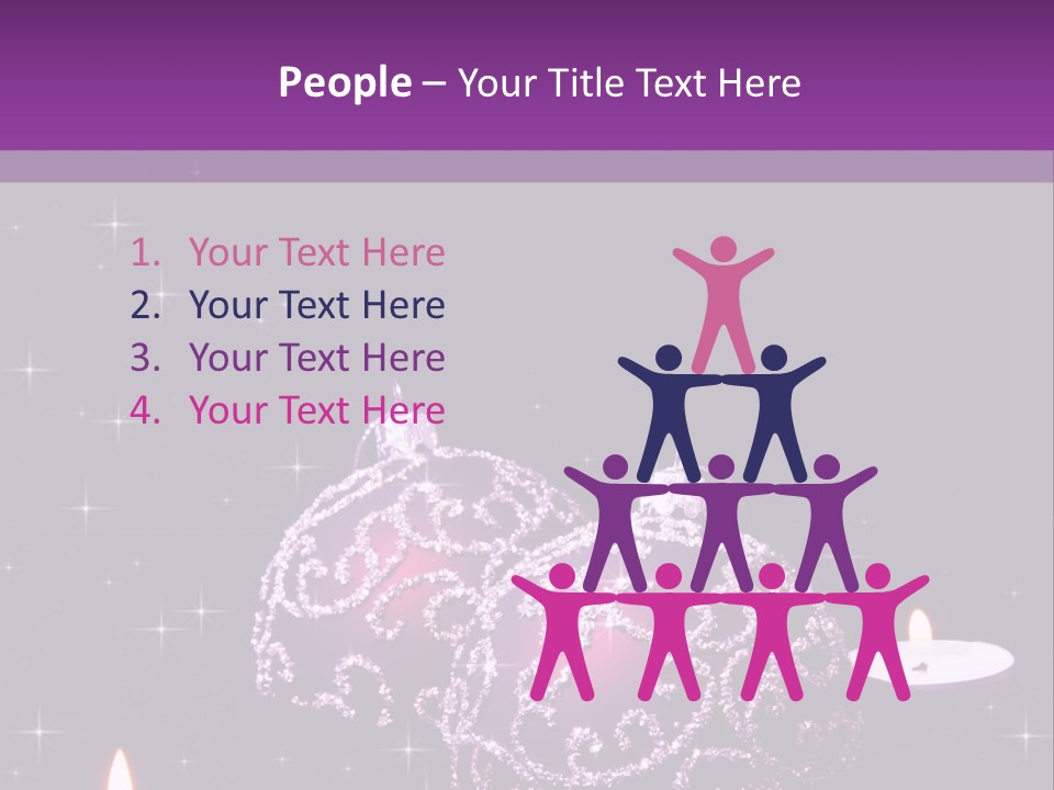 A Purple Christmas Ornament With Two Candles On A Purple Background PowerPoint Template