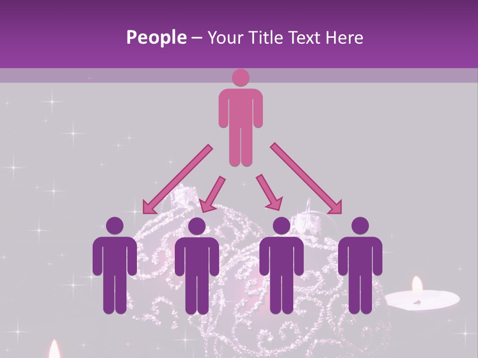 A Purple Christmas Ornament With Two Candles On A Purple Background PowerPoint Template