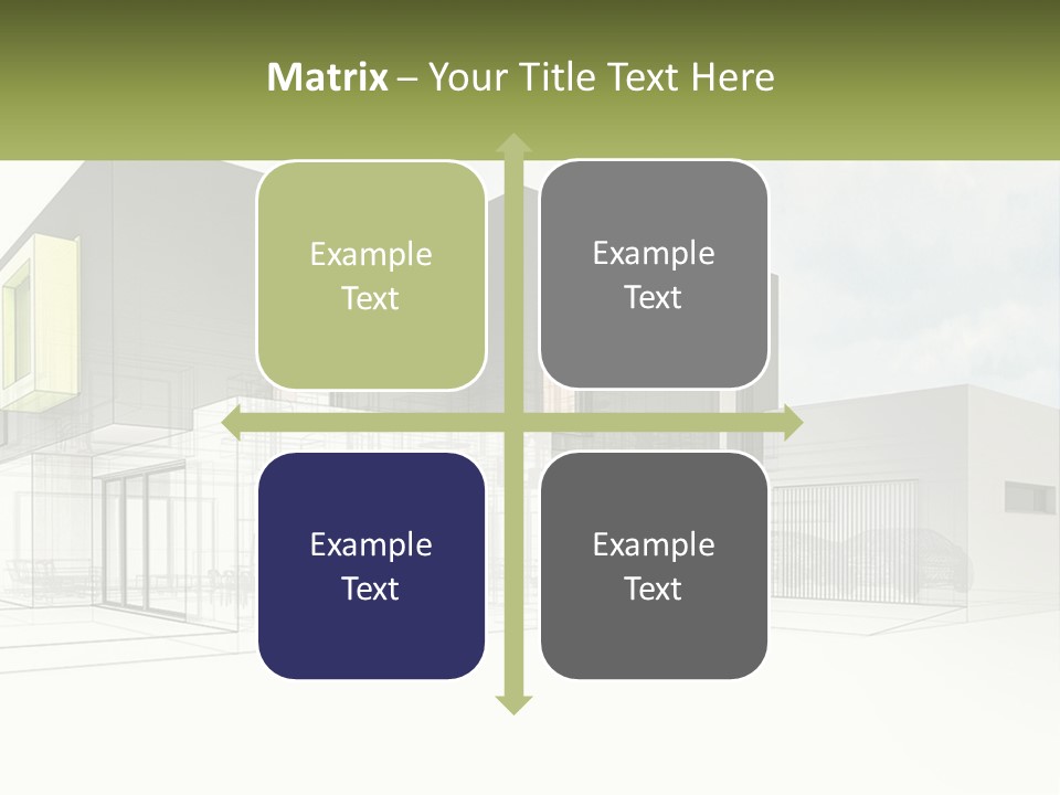 A Drawing Of A Building With A Green Door PowerPoint Template