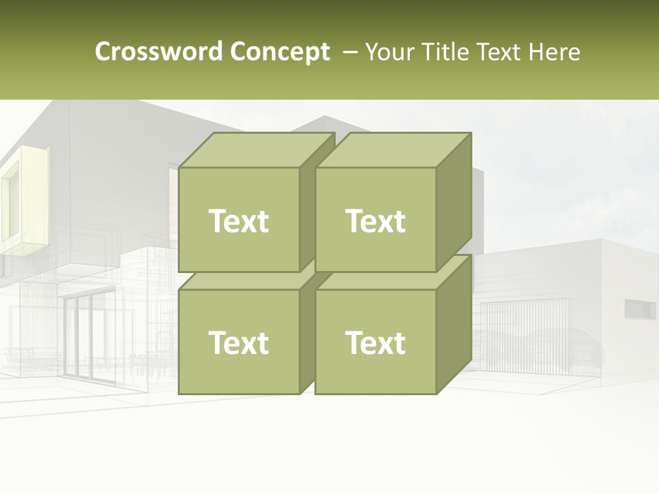A Drawing Of A Building With A Green Door PowerPoint Template