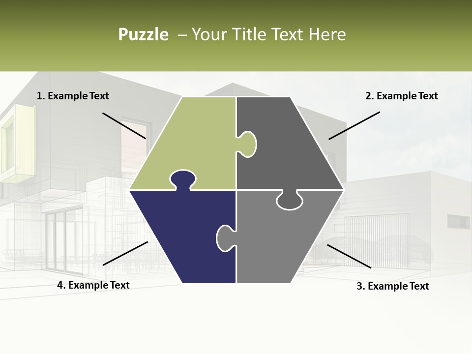 A Drawing Of A Building With A Green Door PowerPoint Template