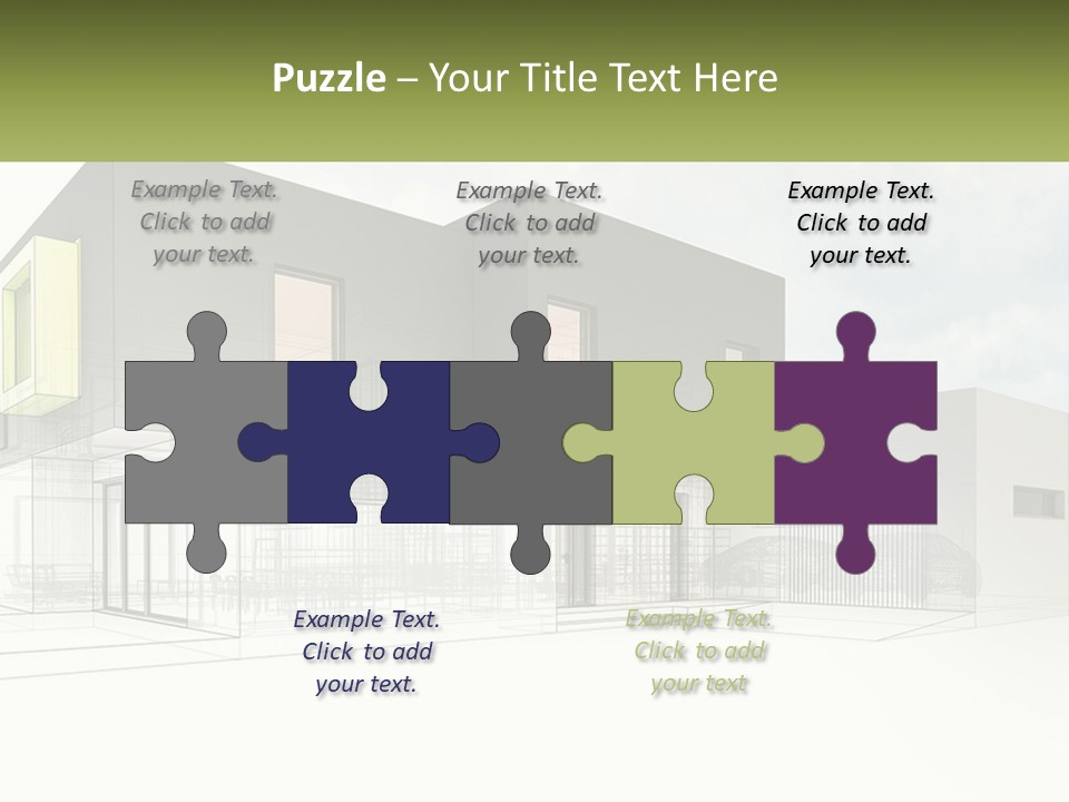 A Drawing Of A Building With A Green Door PowerPoint Template