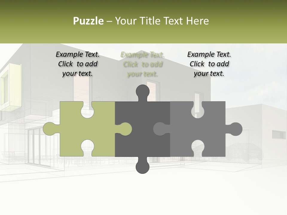 A Drawing Of A Building With A Green Door PowerPoint Template