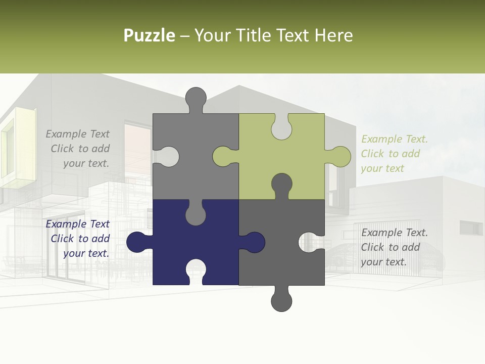 A Drawing Of A Building With A Green Door PowerPoint Template