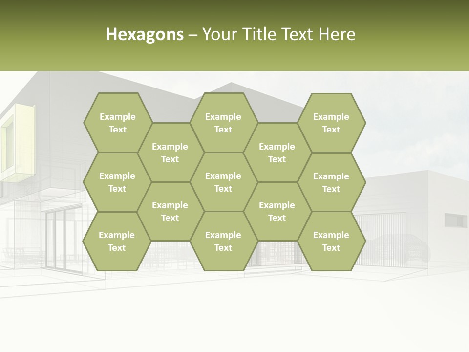 A Drawing Of A Building With A Green Door PowerPoint Template