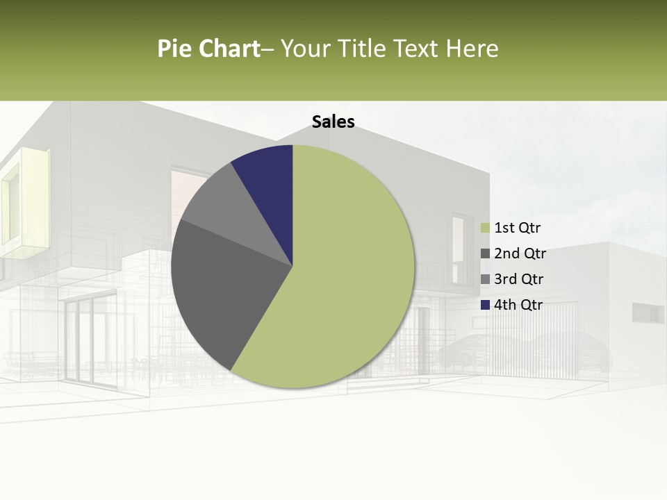 A Drawing Of A Building With A Green Door PowerPoint Template