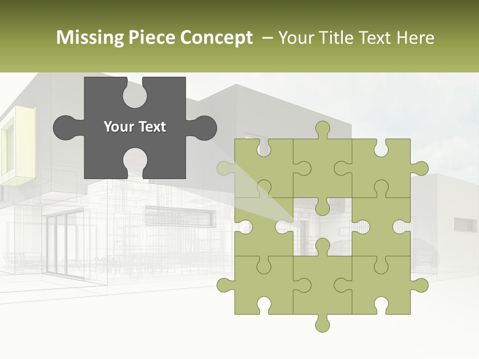 A Drawing Of A Building With A Green Door PowerPoint Template