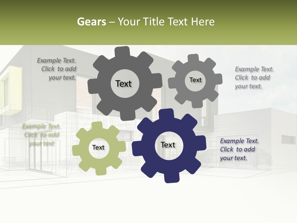 A Drawing Of A Building With A Green Door PowerPoint Template