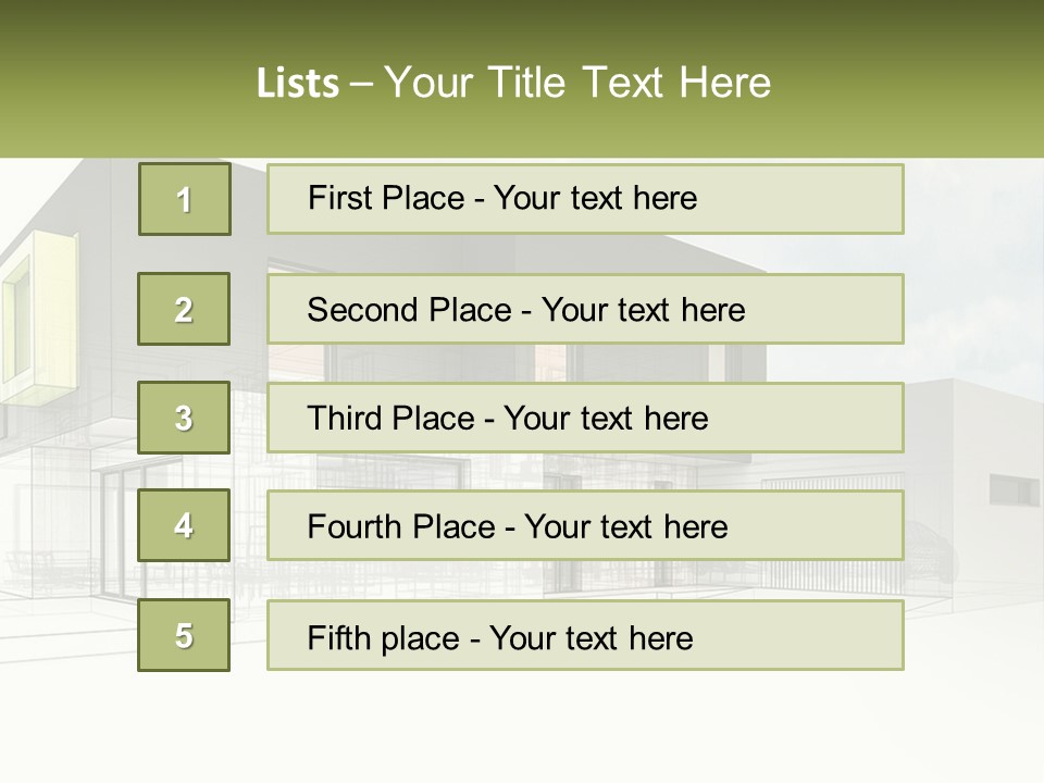 A Drawing Of A Building With A Green Door PowerPoint Template