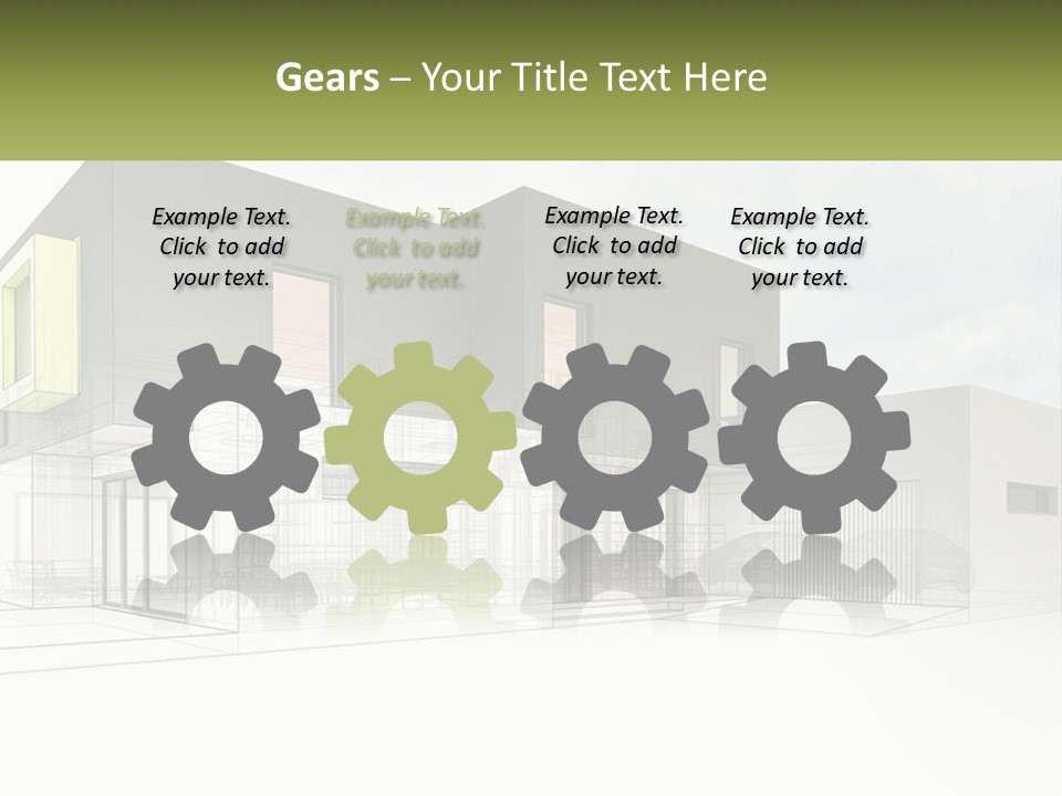 A Drawing Of A Building With A Green Door PowerPoint Template