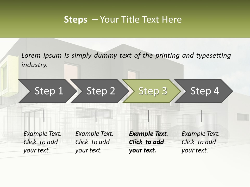 A Drawing Of A Building With A Green Door PowerPoint Template