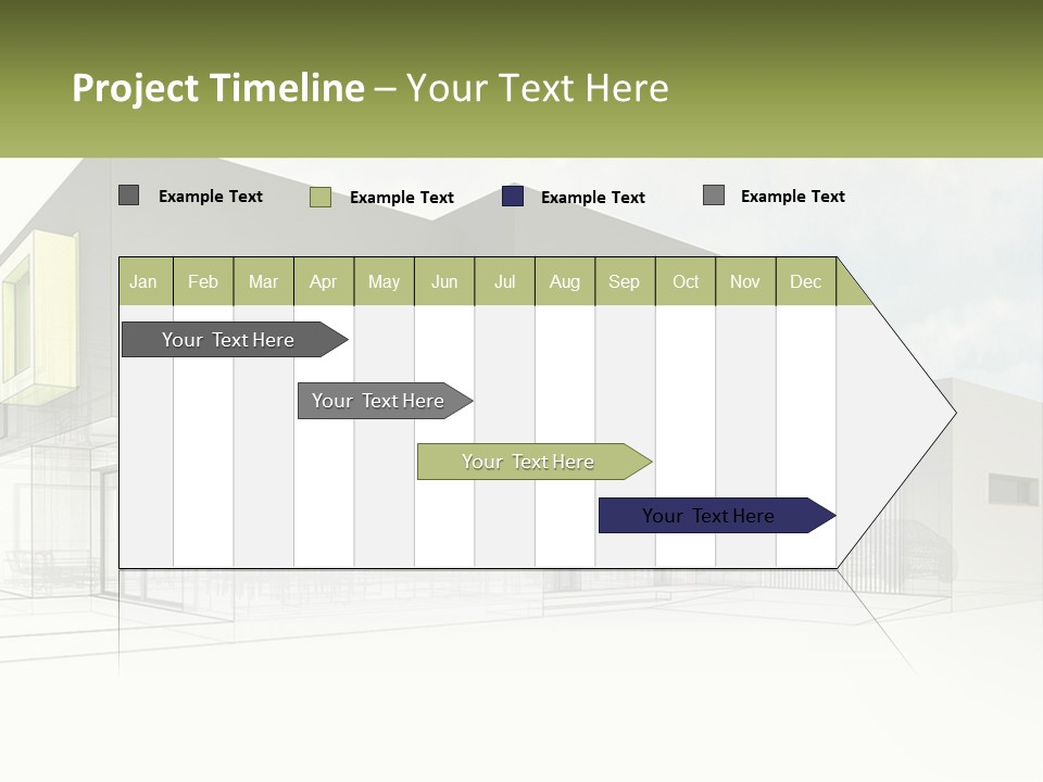 A Drawing Of A Building With A Green Door PowerPoint Template