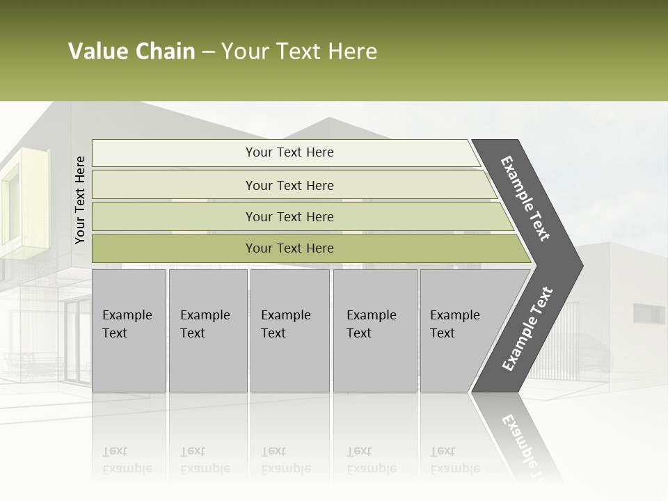 A Drawing Of A Building With A Green Door PowerPoint Template