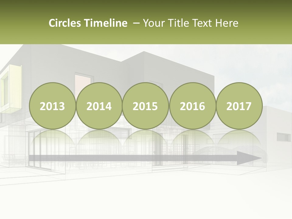 A Drawing Of A Building With A Green Door PowerPoint Template