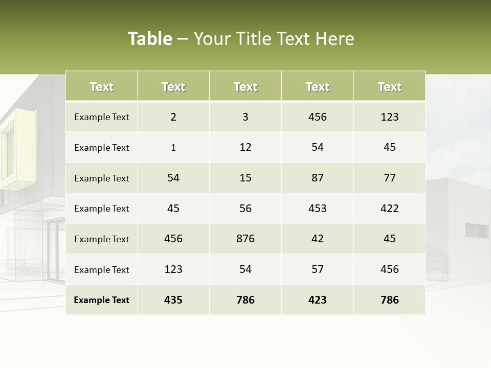 A Drawing Of A Building With A Green Door PowerPoint Template