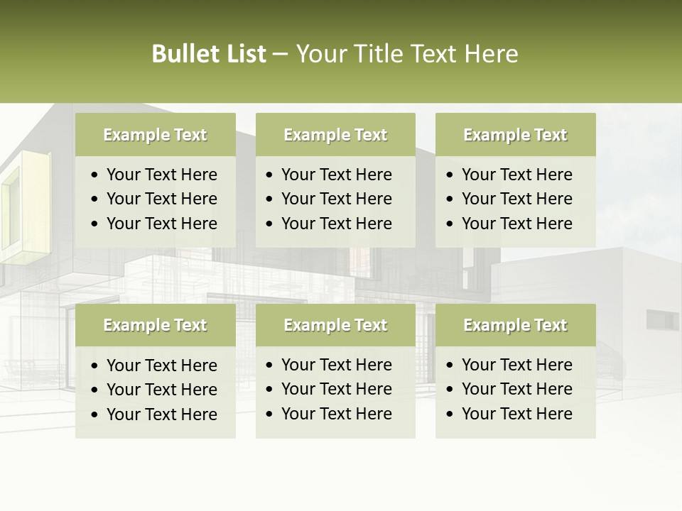 A Drawing Of A Building With A Green Door PowerPoint Template