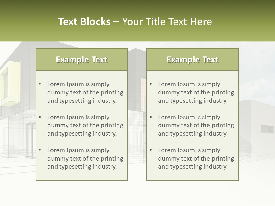 A Drawing Of A Building With A Green Door PowerPoint Template