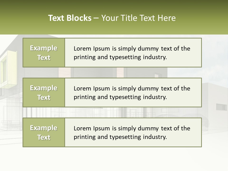 A Drawing Of A Building With A Green Door PowerPoint Template