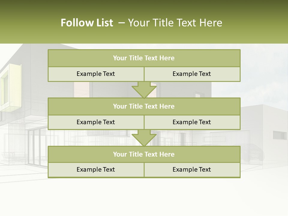 A Drawing Of A Building With A Green Door PowerPoint Template