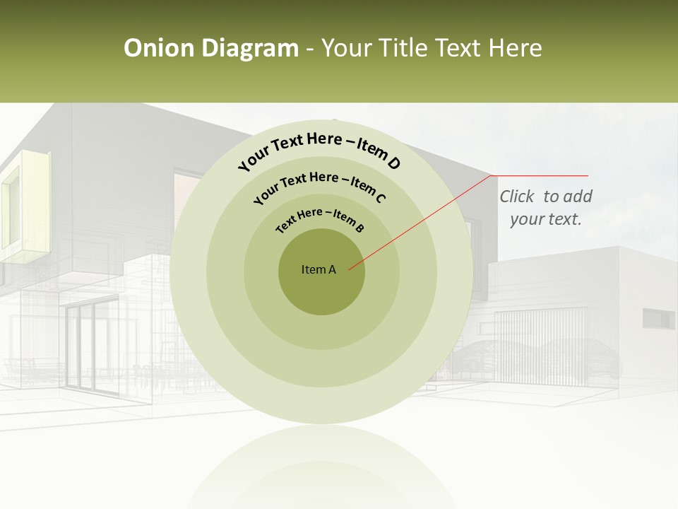 A Drawing Of A Building With A Green Door PowerPoint Template