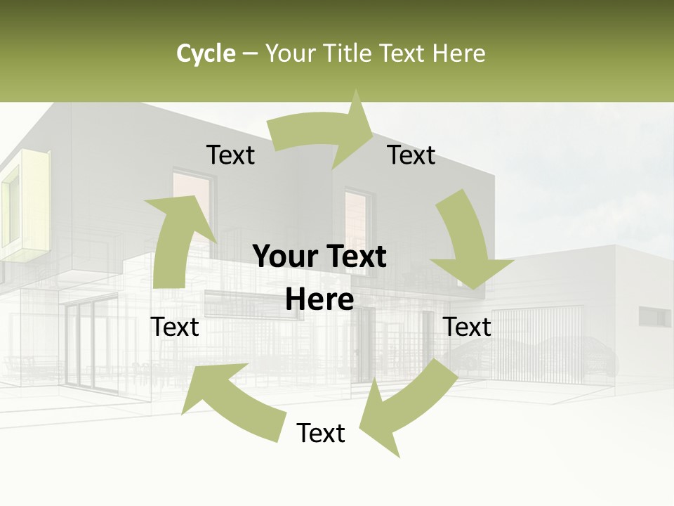 A Drawing Of A Building With A Green Door PowerPoint Template