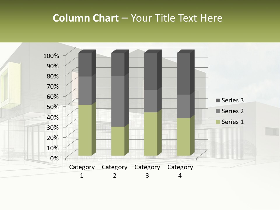 A Drawing Of A Building With A Green Door PowerPoint Template