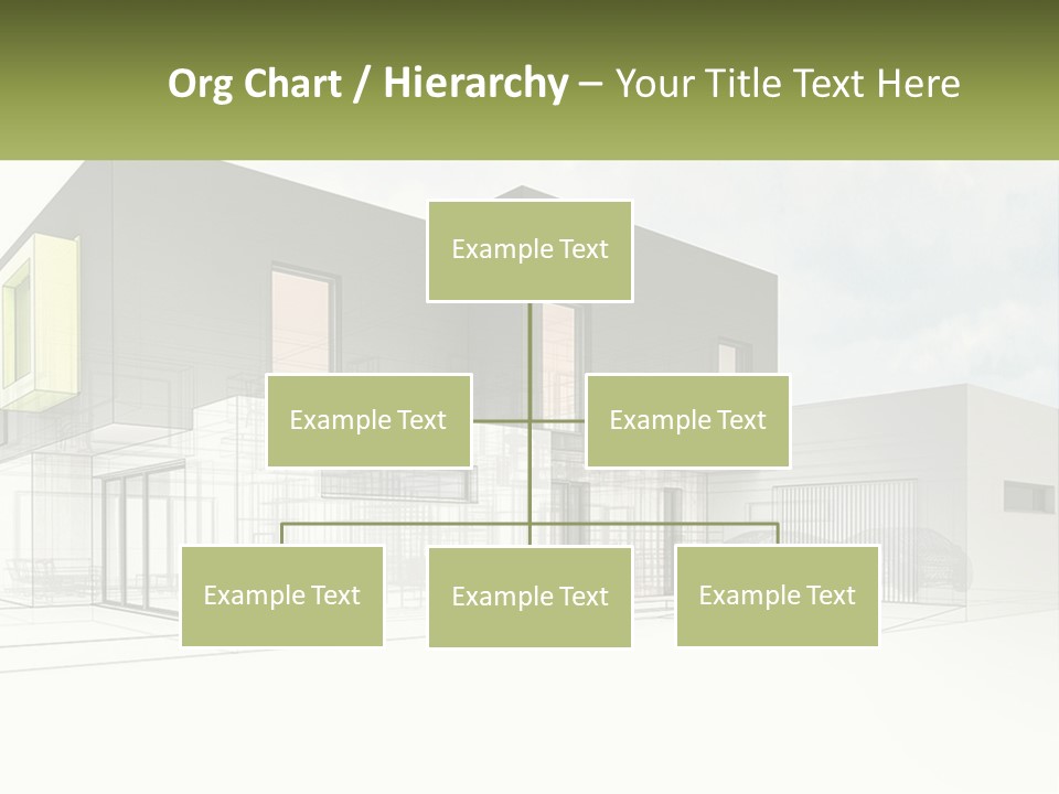 A Drawing Of A Building With A Green Door PowerPoint Template