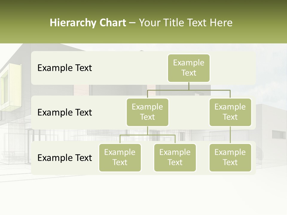 A Drawing Of A Building With A Green Door PowerPoint Template