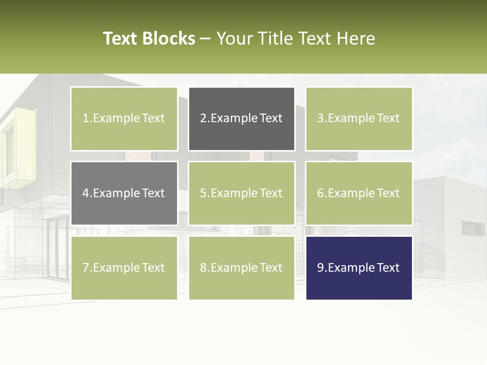 A Drawing Of A Building With A Green Door PowerPoint Template