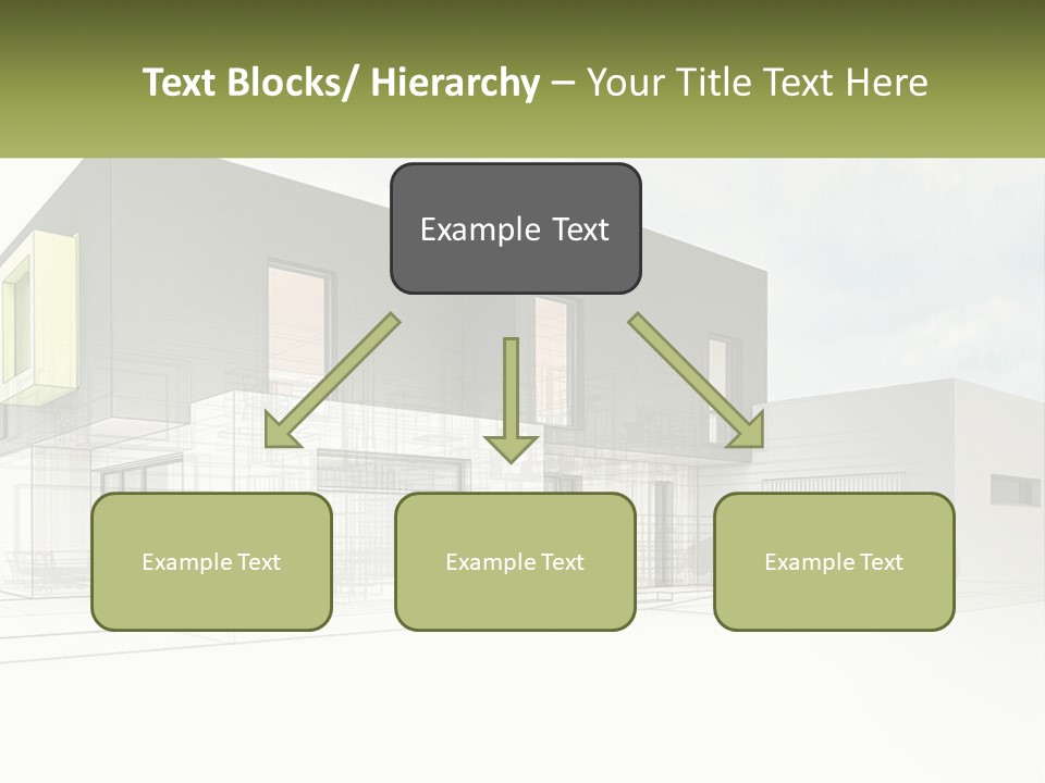 A Drawing Of A Building With A Green Door PowerPoint Template