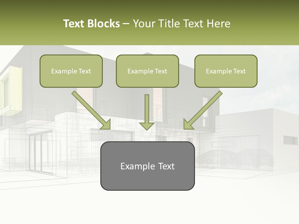 A Drawing Of A Building With A Green Door PowerPoint Template