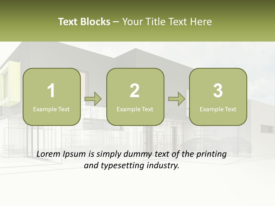 A Drawing Of A Building With A Green Door PowerPoint Template