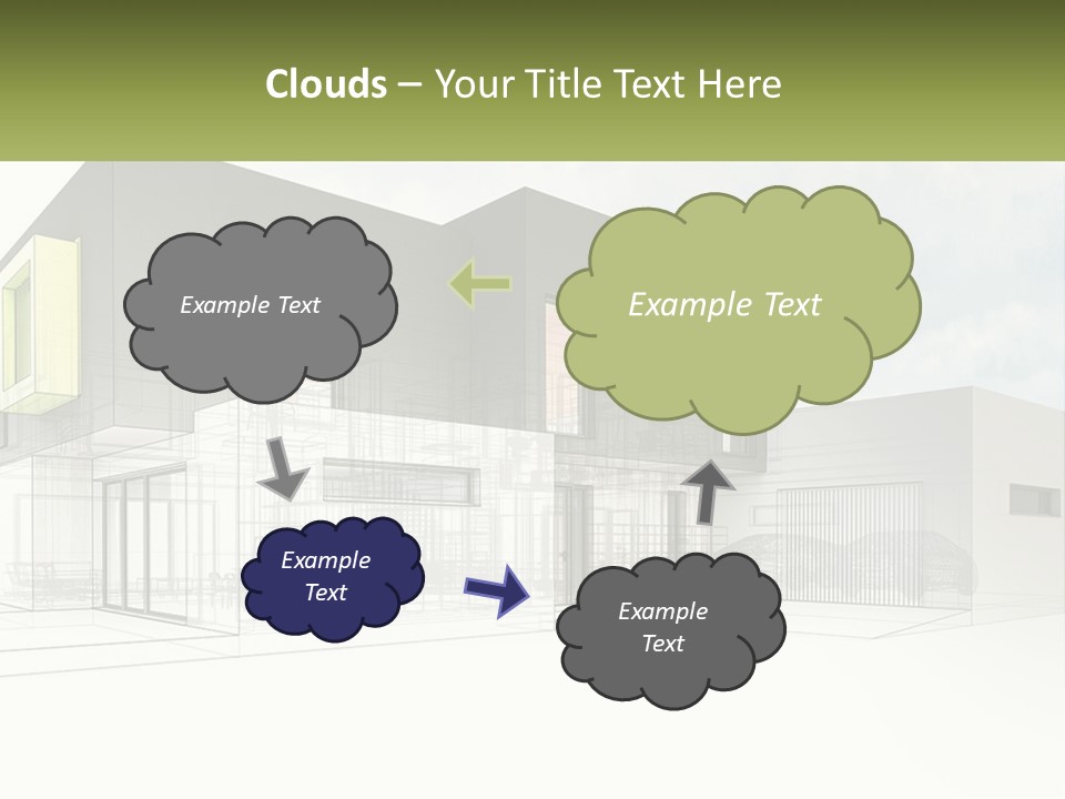 A Drawing Of A Building With A Green Door PowerPoint Template