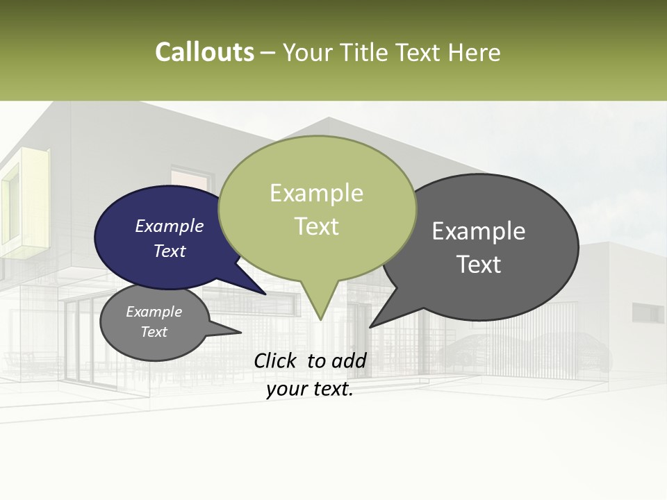 A Drawing Of A Building With A Green Door PowerPoint Template