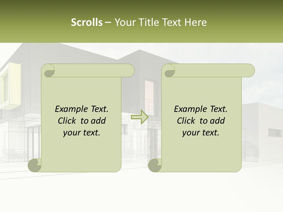 A Drawing Of A Building With A Green Door PowerPoint Template