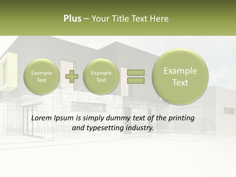 A Drawing Of A Building With A Green Door PowerPoint Template