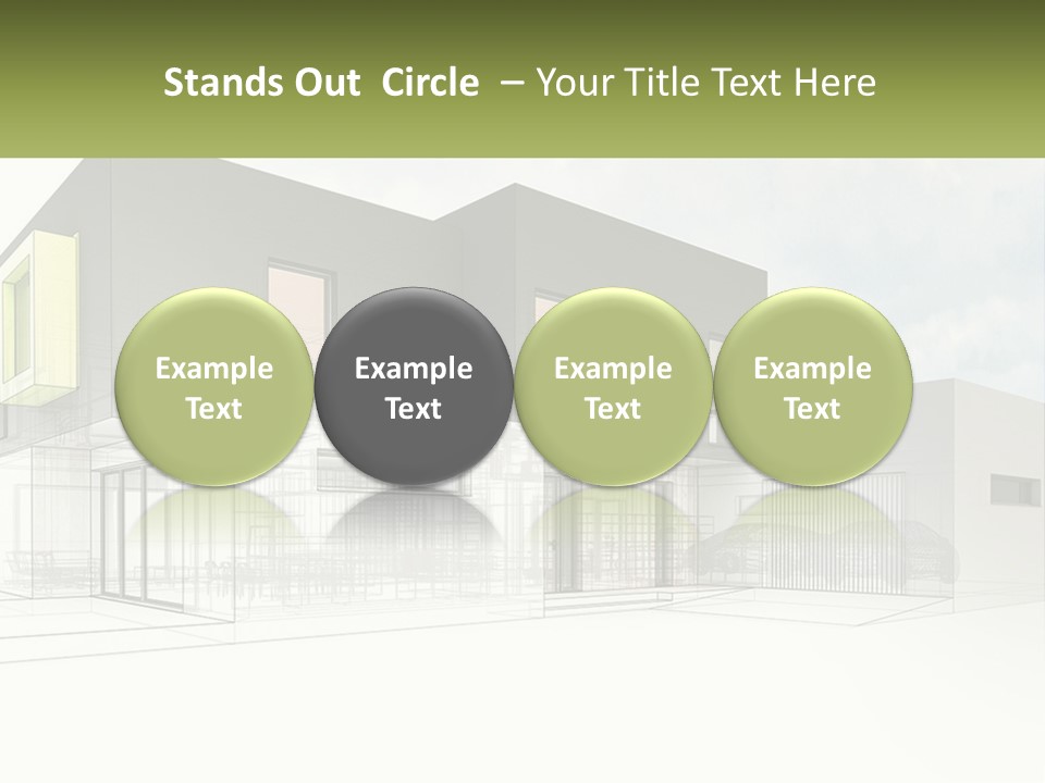 A Drawing Of A Building With A Green Door PowerPoint Template