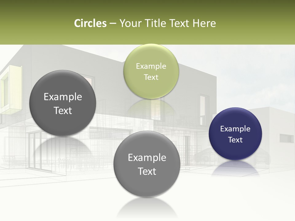 A Drawing Of A Building With A Green Door PowerPoint Template