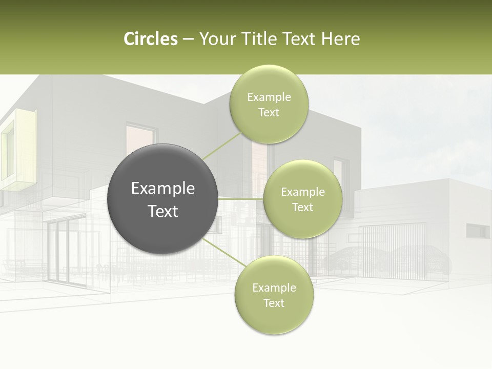 A Drawing Of A Building With A Green Door PowerPoint Template