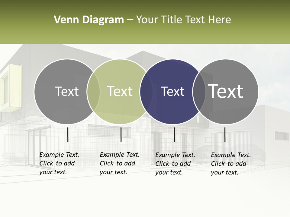 A Drawing Of A Building With A Green Door PowerPoint Template