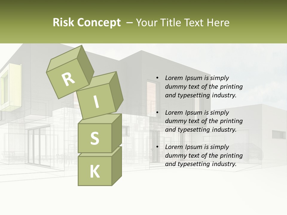 A Drawing Of A Building With A Green Door PowerPoint Template