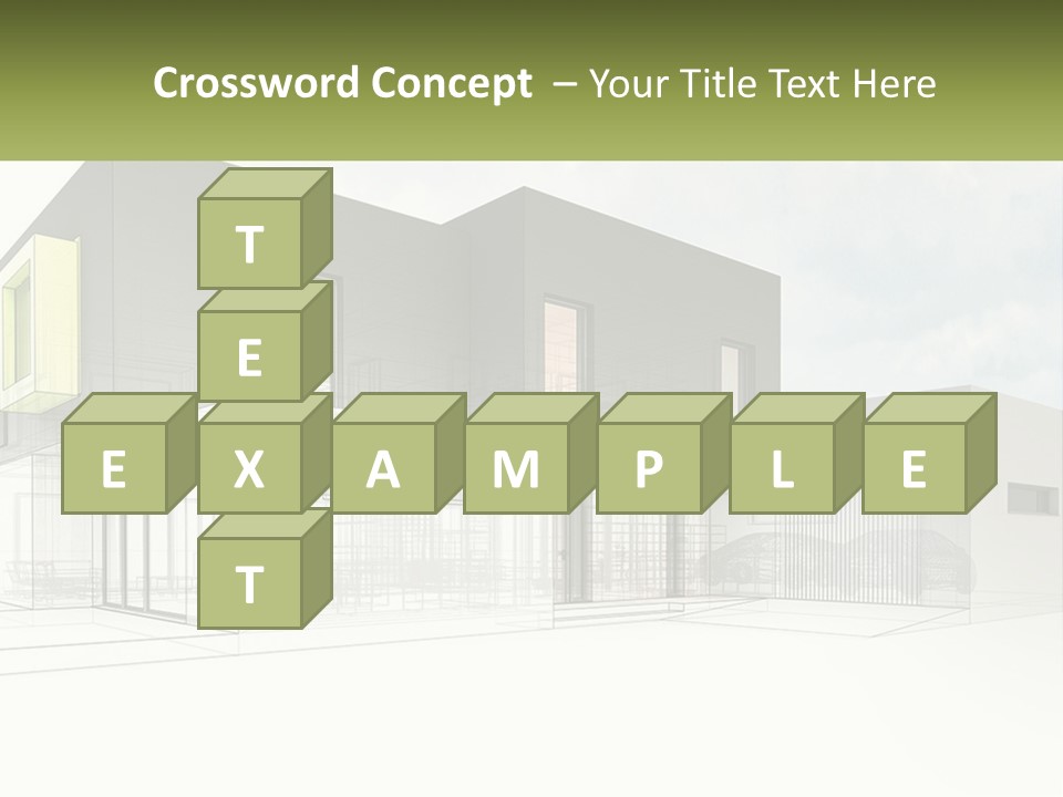 A Drawing Of A Building With A Green Door PowerPoint Template