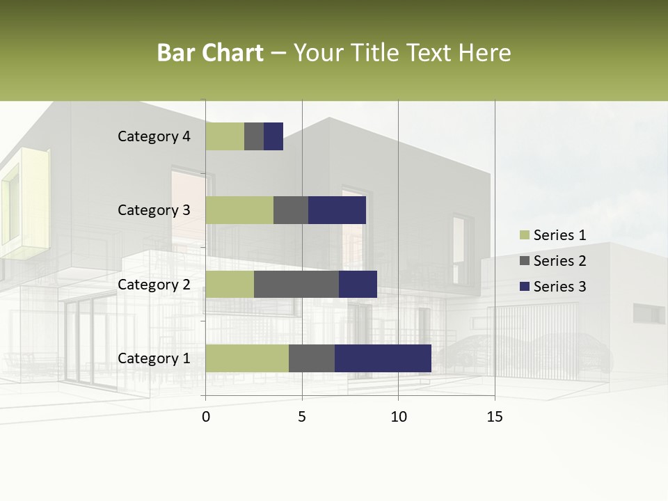 A Drawing Of A Building With A Green Door PowerPoint Template