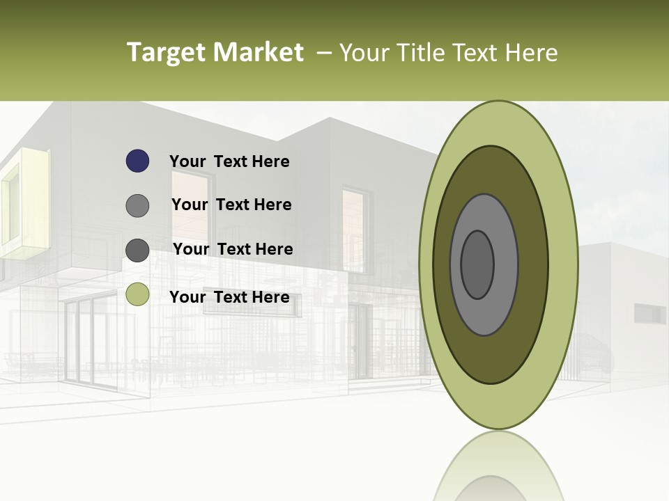 A Drawing Of A Building With A Green Door PowerPoint Template