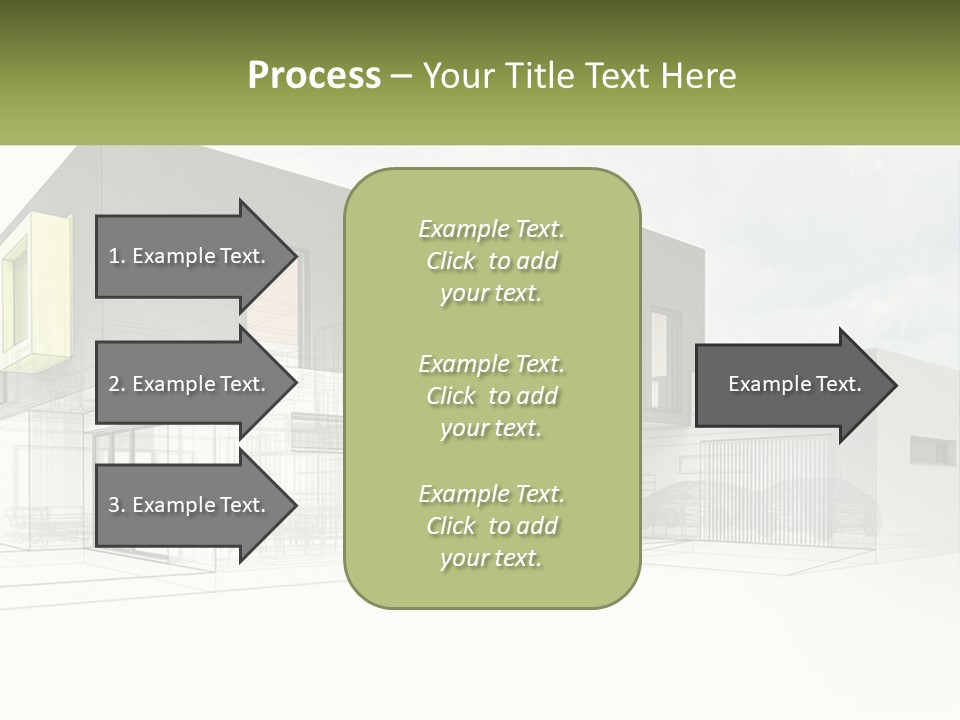 A Drawing Of A Building With A Green Door PowerPoint Template