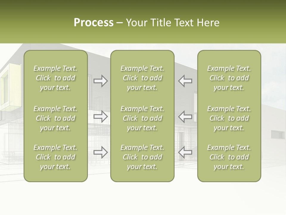 A Drawing Of A Building With A Green Door PowerPoint Template